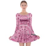 Retro Vintage Pink Rotary Dial Spiral Droste Long Sleeve Skater Dress