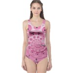 Retro Vintage Pink Rotary Dial Spiral Droste One Piece Swimsuit