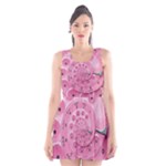 Retro Vintage Pink Rotary Dial Spiral Droste Scoop Neck Skater Dress