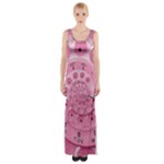 Retro Vintage Pink Rotary Dial Spiral Droste Maxi Thigh Split Dress