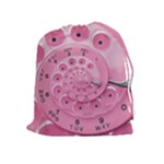 Retro Vintage Pink Rotary Dial Spiral Droste Drawstring Pouch (XL)