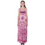 Retro Vintage Pink Rotary Dial Spiral Droste Empire Waist Maxi Dress