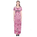 Retro Vintage Pink Rotary Dial Spiral Droste Short Sleeve Maxi Dress