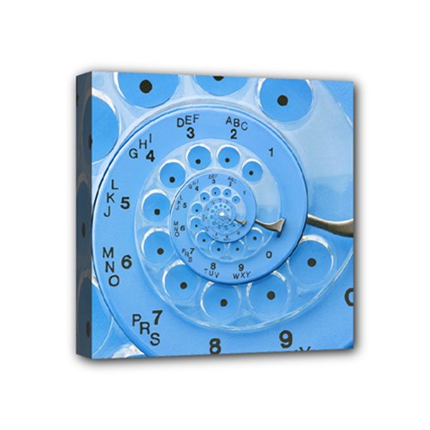 Retro Vintage Blue Rotary Dial Spiral Droste Mini Canvas 4  x 4  (Stretched) from ArtsNow.com