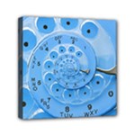 Retro Vintage Blue Rotary Dial Spiral Droste Mini Canvas 6  x 6  (Stretched)