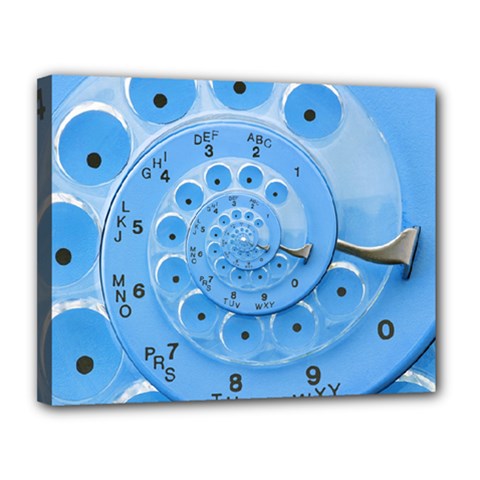 Retro Vintage Blue Rotary Dial Spiral Droste Canvas 14  x 11  (Stretched) from ArtsNow.com