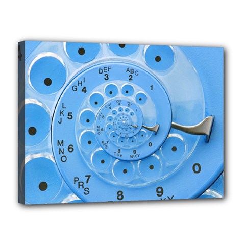 Retro Vintage Blue Rotary Dial Spiral Droste Canvas 16  x 12  (Stretched) from ArtsNow.com