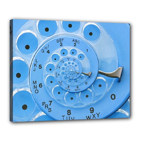 Retro Vintage Blue Rotary Dial Spiral Droste Canvas 20  x 16  (Stretched) from ArtsNow.com