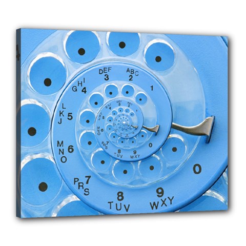 Retro Vintage Blue Rotary Dial Spiral Droste Canvas 24  x 20  (Stretched) from ArtsNow.com