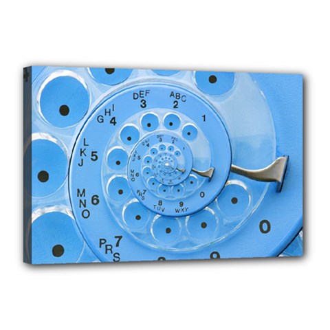 Retro Vintage Blue Rotary Dial Spiral Droste Canvas 18  x 12  (Stretched) from ArtsNow.com