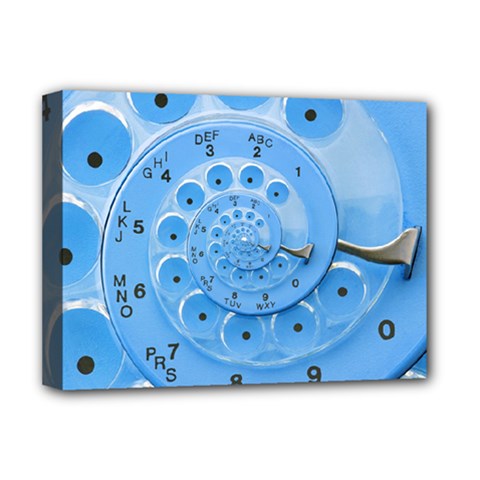 Retro Vintage Blue Rotary Dial Spiral Droste Deluxe Canvas 16  x 12  (Stretched)  from ArtsNow.com