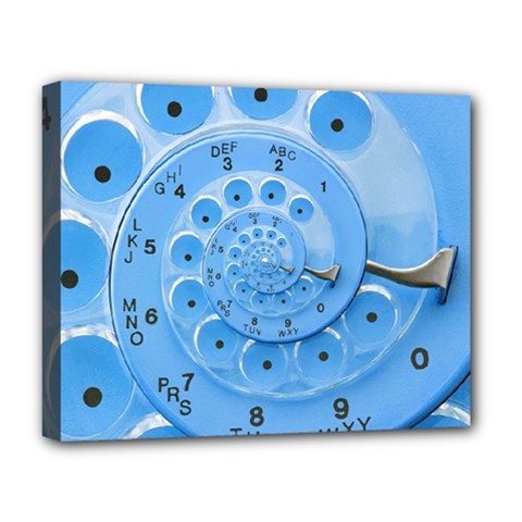 Retro Vintage Blue Rotary Dial Spiral Droste Deluxe Canvas 20  x 16  (Stretched) from ArtsNow.com