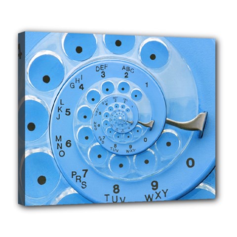 Retro Vintage Blue Rotary Dial Spiral Droste Deluxe Canvas 24  x 20  (Stretched) from ArtsNow.com