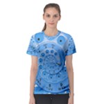 Retro Vintage Blue Rotary Dial Spiral Droste Women s Sport Mesh Tee