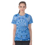 Retro Vintage Blue Rotary Dial Spiral Droste Women s Cotton Tee