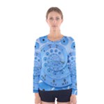 Retro Vintage Blue Rotary Dial Spiral Droste Women s Long Sleeve Tee