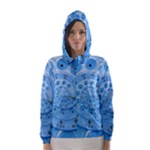 Retro Vintage Blue Rotary Dial Spiral Droste Hooded Wind Breaker (Women)