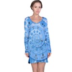 Retro Vintage Blue Rotary Dial Spiral Droste Long Sleeve Nightdress