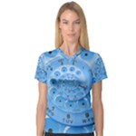 Retro Vintage Blue Rotary Dial Spiral Droste Women s V-Neck Sport Mesh Tee