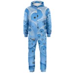 Retro Vintage Blue Rotary Dial Spiral Droste Hooded Jumpsuit (Men)