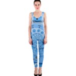 Retro Vintage Blue Rotary Dial Spiral Droste OnePiece Catsuit