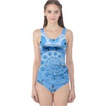 Retro Vintage Blue Rotary Dial Spiral Droste One Piece Swimsuit