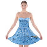 Retro Vintage Blue Rotary Dial Spiral Droste Strapless Bra Top Dress