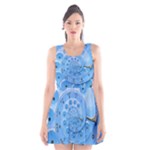 Retro Vintage Blue Rotary Dial Spiral Droste Scoop Neck Skater Dress