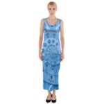 Retro Vintage Blue Rotary Dial Spiral Droste Fitted Maxi Dress