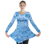 Retro Vintage Blue Rotary Dial Spiral Droste Long Sleeve Tunic 