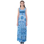 Retro Vintage Blue Rotary Dial Spiral Droste Empire Waist Maxi Dress