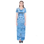 Retro Vintage Blue Rotary Dial Spiral Droste Short Sleeve Maxi Dress