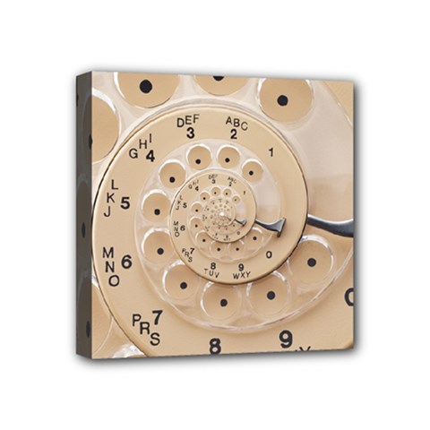 Retro Vintage Beige Rotary Dial Spiral Droste Mini Canvas 4  x 4  (Stretched) from ArtsNow.com