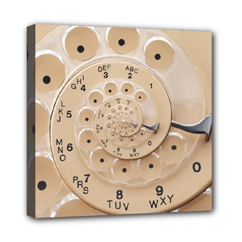 Retro Vintage Beige Rotary Dial Spiral Droste Mini Canvas 8  x 8  (Stretched) from ArtsNow.com