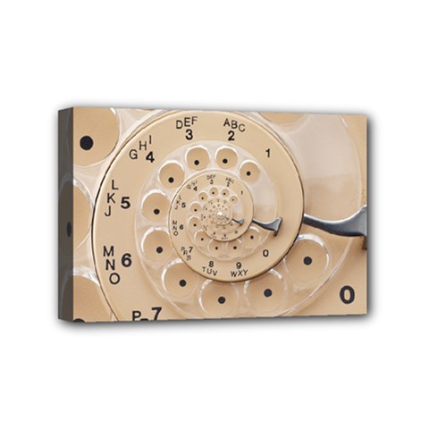 Retro Vintage Beige Rotary Dial Spiral Droste Mini Canvas 6  x 4  (Stretched) from ArtsNow.com