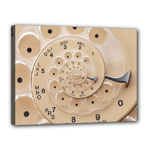 Retro Vintage Beige Rotary Dial Spiral Droste Canvas 16  x 12  (Stretched) from ArtsNow.com