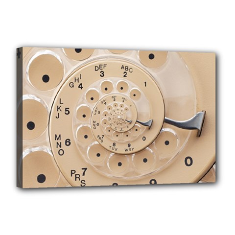 Retro Vintage Beige Rotary Dial Spiral Droste Canvas 18  x 12  (Stretched) from ArtsNow.com