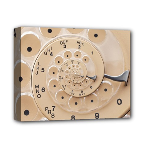 Retro Vintage Beige Rotary Dial Spiral Droste Deluxe Canvas 14  x 11  (Stretched) from ArtsNow.com