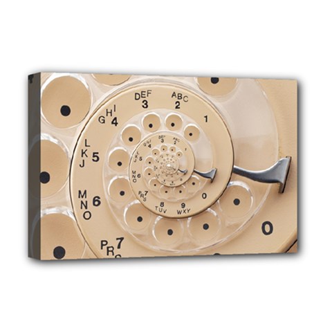 Retro Vintage Beige Rotary Dial Spiral Droste Deluxe Canvas 18  x 12  (Stretched) from ArtsNow.com