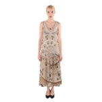 Retro Vintage Beige Rotary Dial Spiral Droste Sleeveless Maxi Dress