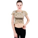 Retro Vintage Beige Rotary Dial Spiral Droste Crew Neck Crop Top