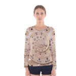 Retro Vintage Beige Rotary Dial Spiral Droste Women s Long Sleeve Tee