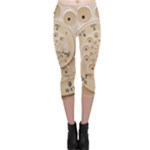 Retro Vintage Beige Rotary Dial Spiral Droste Capri Leggings 