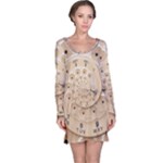 Retro Vintage Beige Rotary Dial Spiral Droste Long Sleeve Nightdress