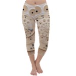 Retro Vintage Beige Rotary Dial Spiral Droste Capri Winter Leggings 