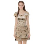 Retro Vintage Beige Rotary Dial Spiral Droste Short Sleeve Skater Dress