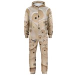 Retro Vintage Beige Rotary Dial Spiral Droste Hooded Jumpsuit (Men)