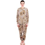 Retro Vintage Beige Rotary Dial Spiral Droste OnePiece Jumpsuit (Ladies)