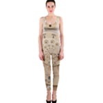 Retro Vintage Beige Rotary Dial Spiral Droste OnePiece Catsuit