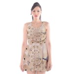 Retro Vintage Beige Rotary Dial Spiral Droste Scoop Neck Skater Dress